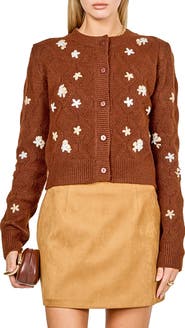 Endless Rose Floral Embroidered Pointelle Cardigan