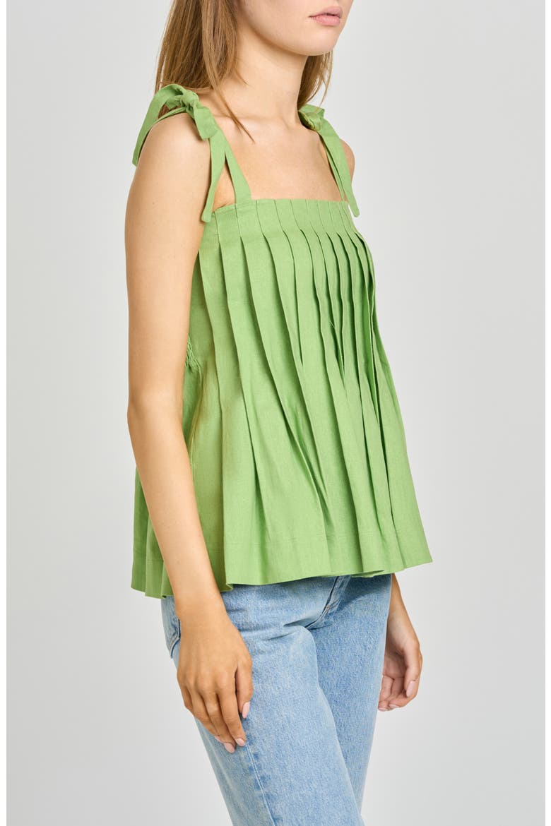 Stevie Pleated Tie Shoulder Babydoll Top, Alternate, color, PISTACHIO