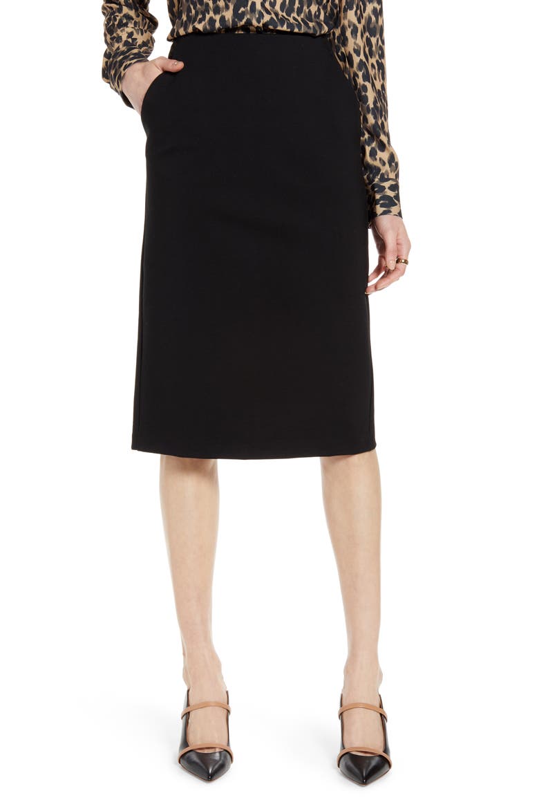 Knit Pencil Skirt, Main, color, BLACK