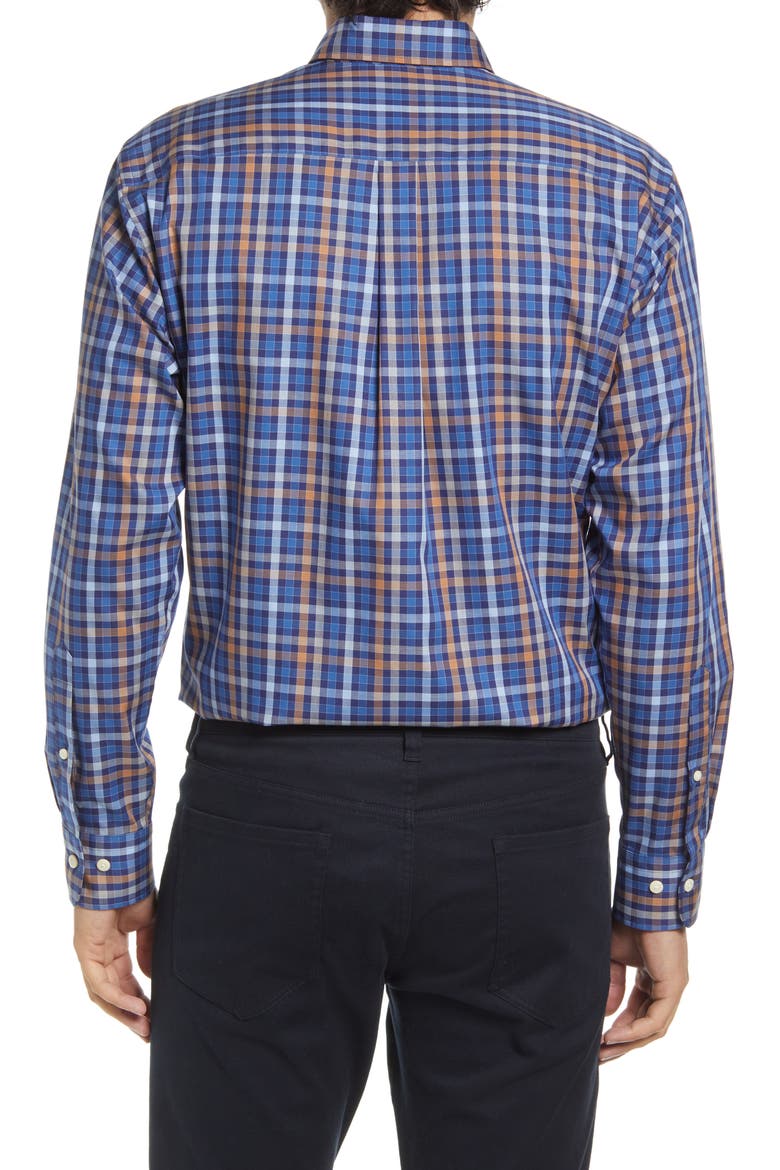 Crown Ease Langley Check Button-Down Shirt, Alternate, color, NAVY