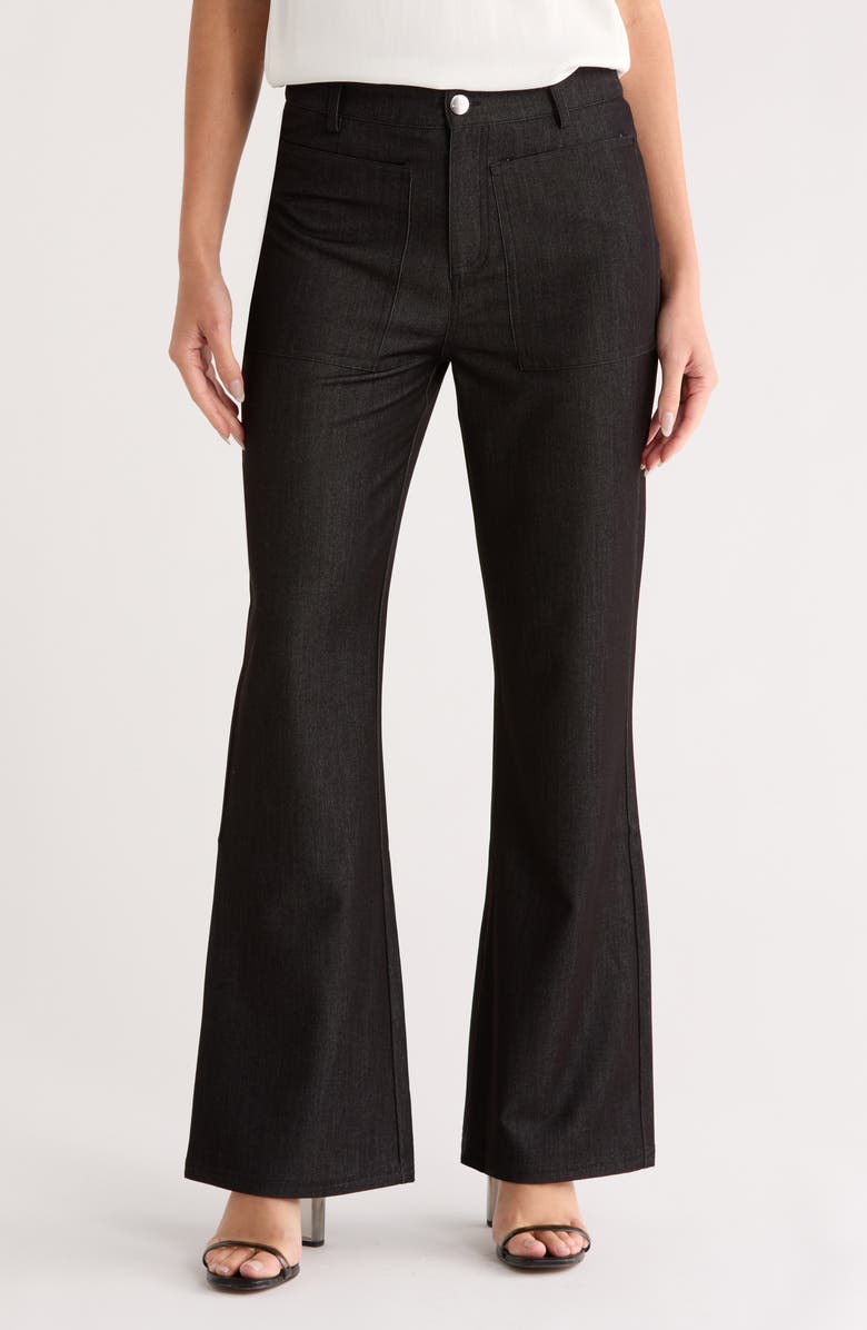 Nicole Miller High Waist Bootleg Pants, Main, color, Black Wash