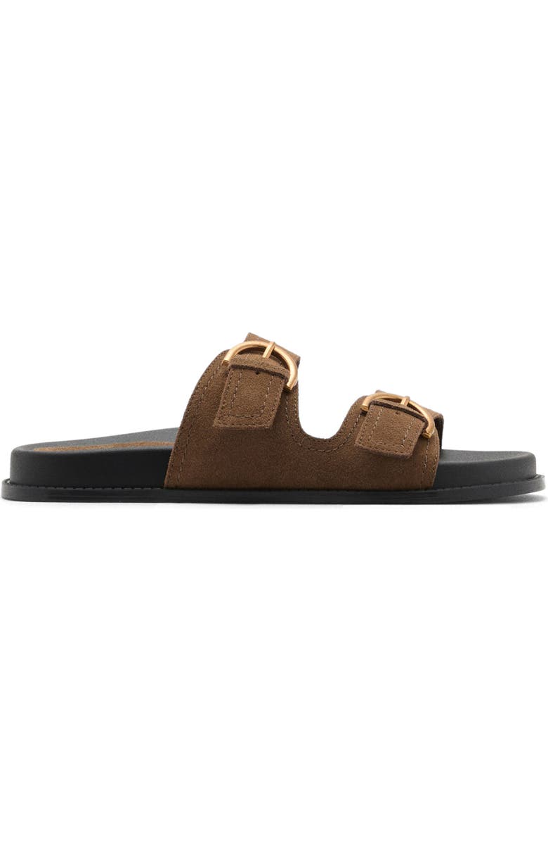 MANGO Double-Buckle Slide Sandal, Alternate, color, Khaki