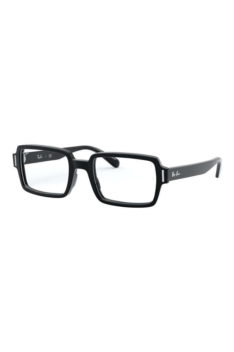 Unisex Benji 52mm Rectangular Optical Glasses, Alternate, color, SHINY BLACK