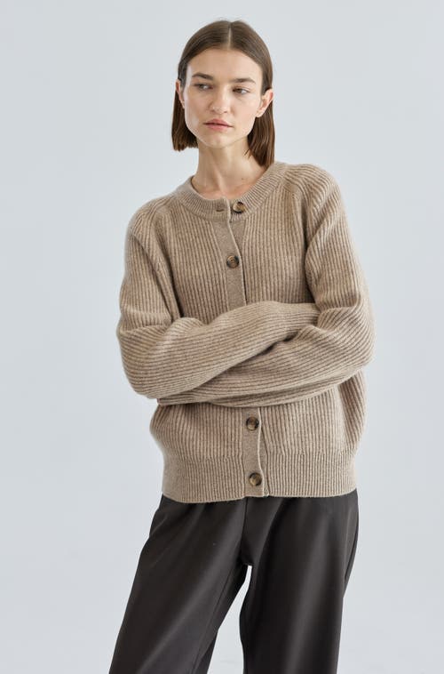 Almina Concept Button Up Wool Cropped Cardigan in Oatmeal  product