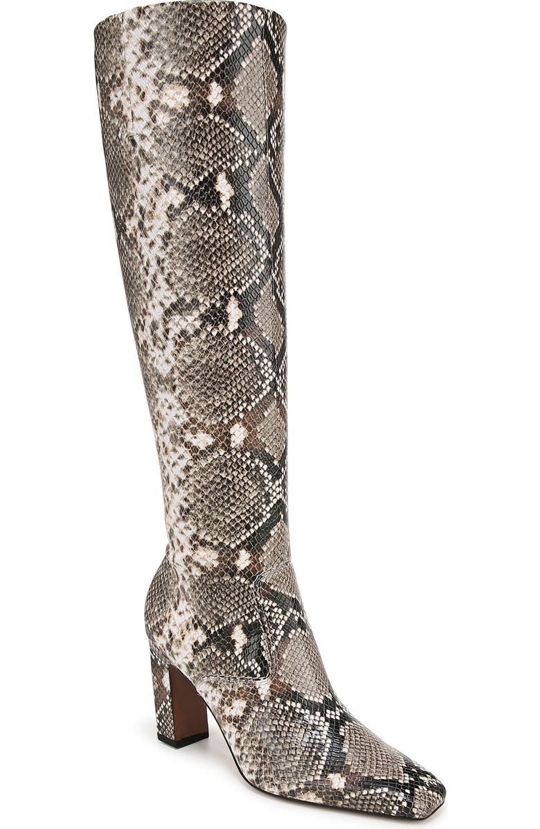 Franco Sarto Bowman Snakeskin Embossed Knee High Boot, Main, color, Grey Snake Print