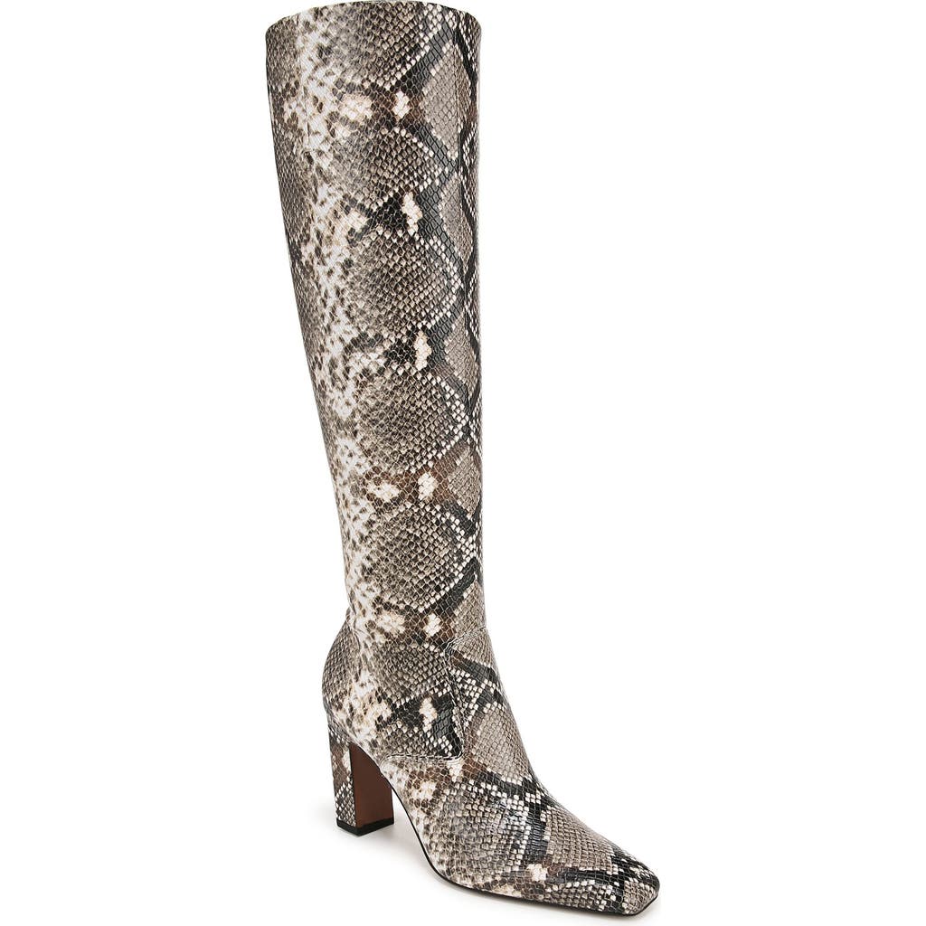 Franco Sarto Bowman Snakeskin Embossed Knee High Boot In Black