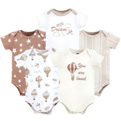Hudson Baby Five-piece Set Of Cotton Infant All-in-one Bodysuits In Brown