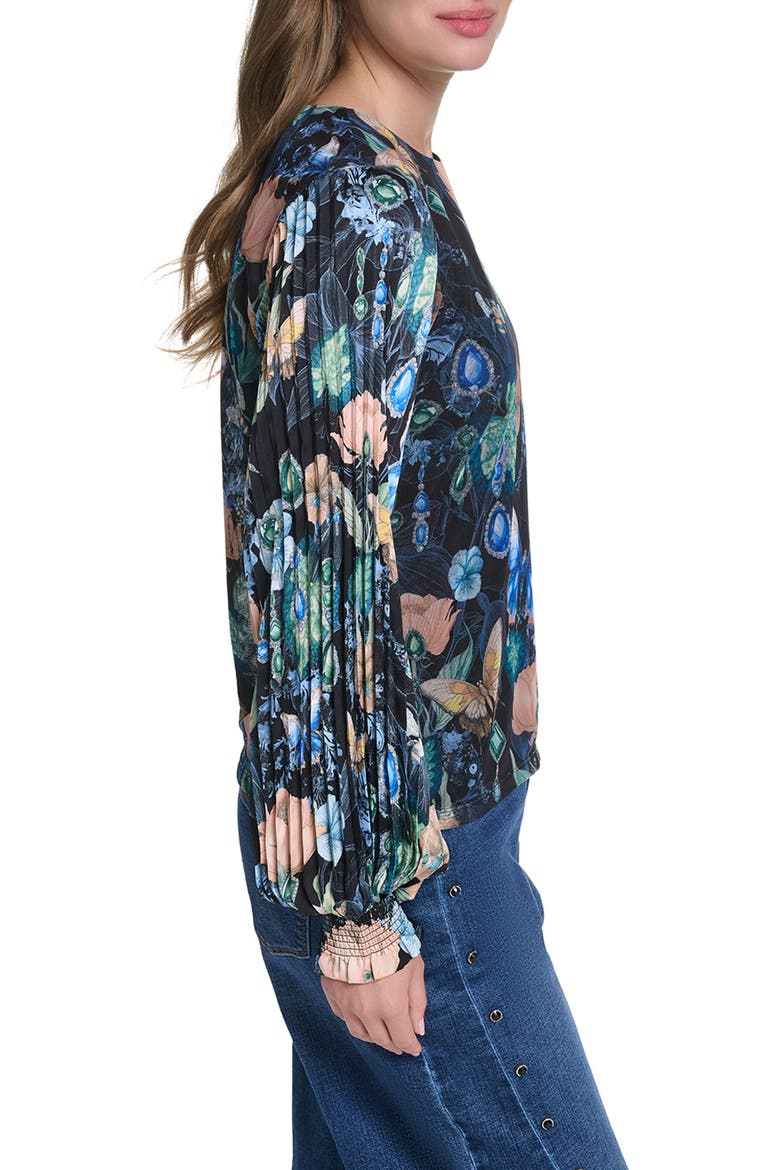 Floral Long Sleeve Knit Top, Alternate, color, BLACK MULTI