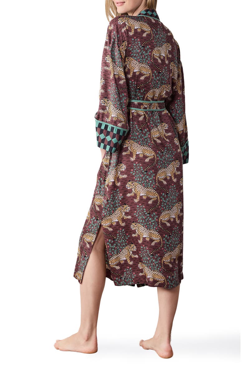 Eco Satin Robe, Alternate, color, RAISIN
