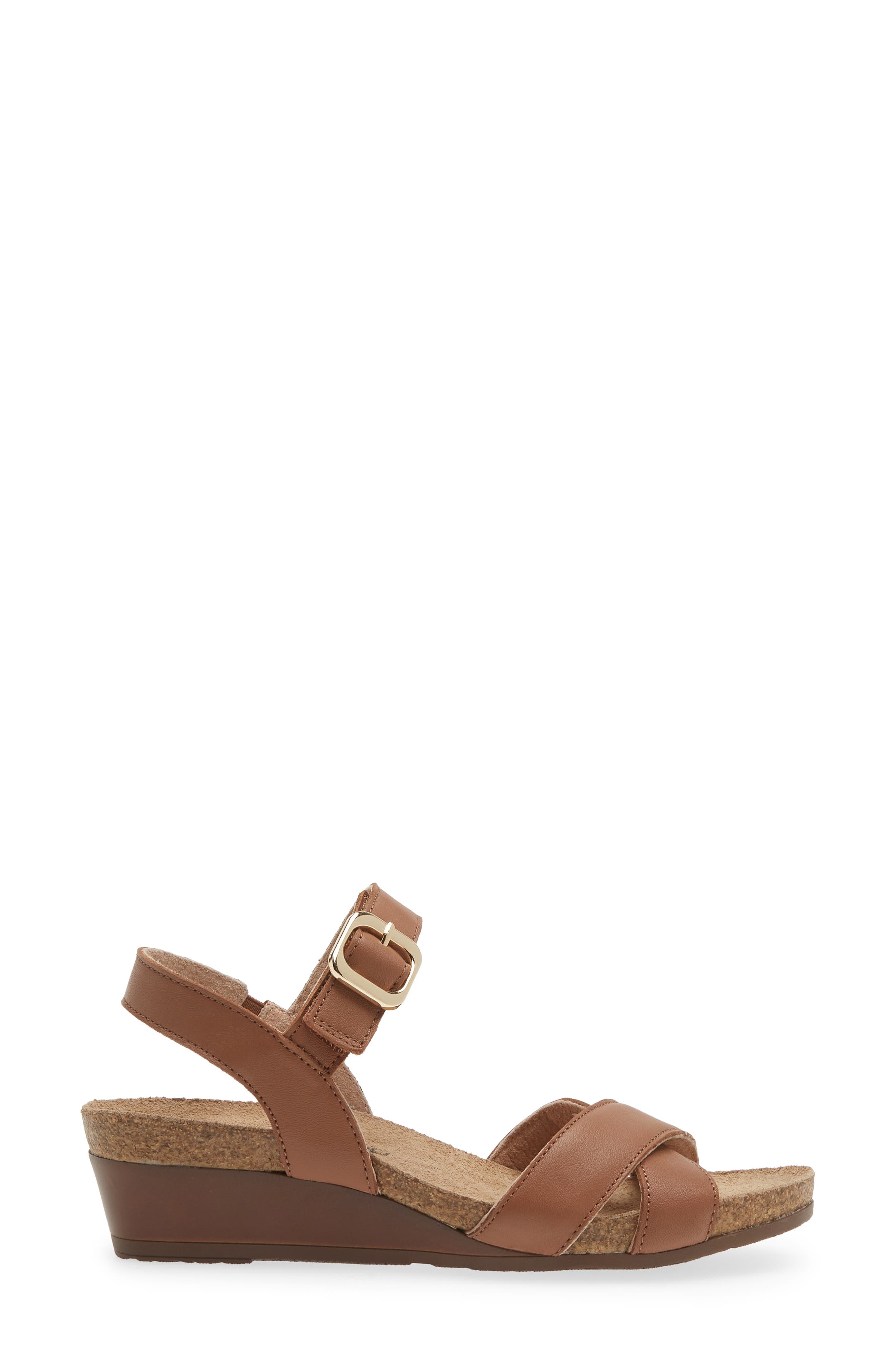 Throne Wedge Sandal, Alternate, color, CARAMEL LEATHER