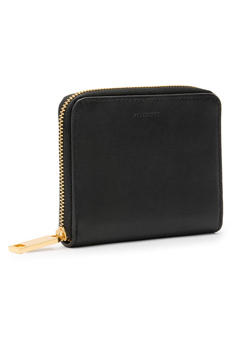 Lena Hex Leather Zip Wallet, Alternate, color, BLACK