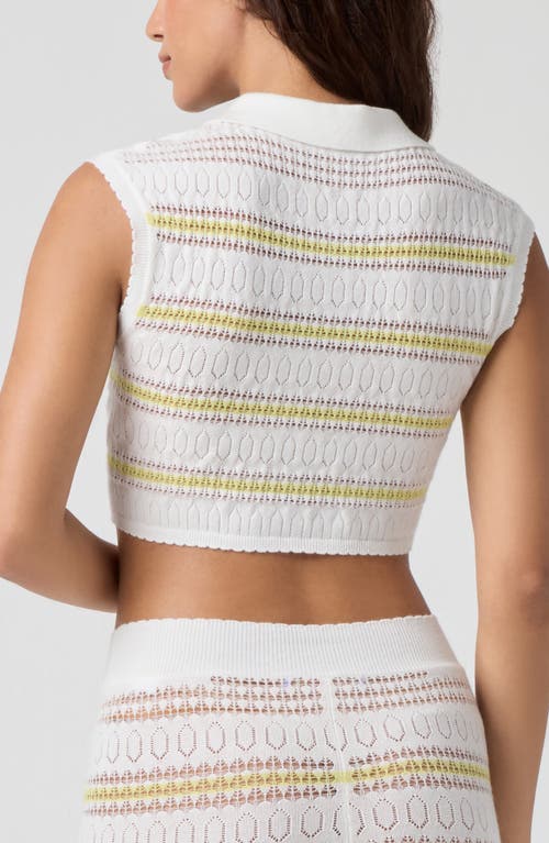 Florence By Mills Stripe Pointelle Crop Polo