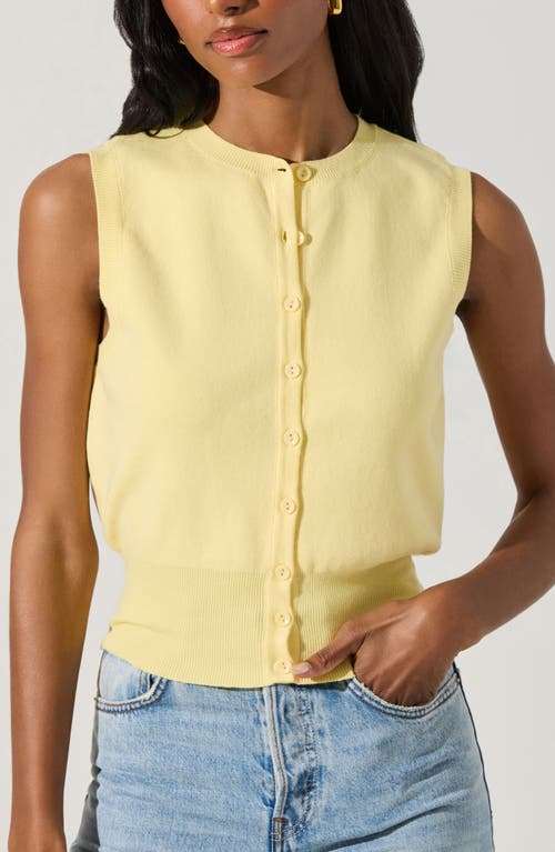 Shop Astr The Label Cotton Button-up Sweater Vest In Lemon Yellow