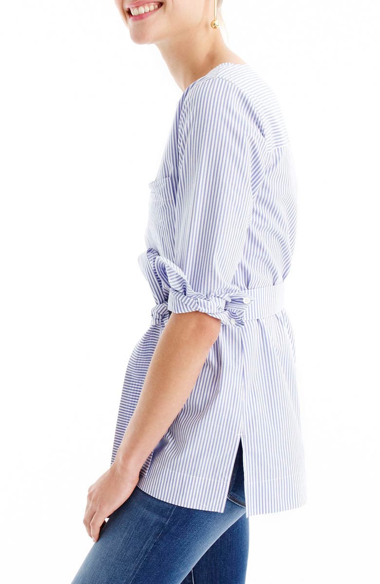 J.CREW FACTORY J.Crew Stripe Boat Neck Tunic with Tie, Alternate, color,
