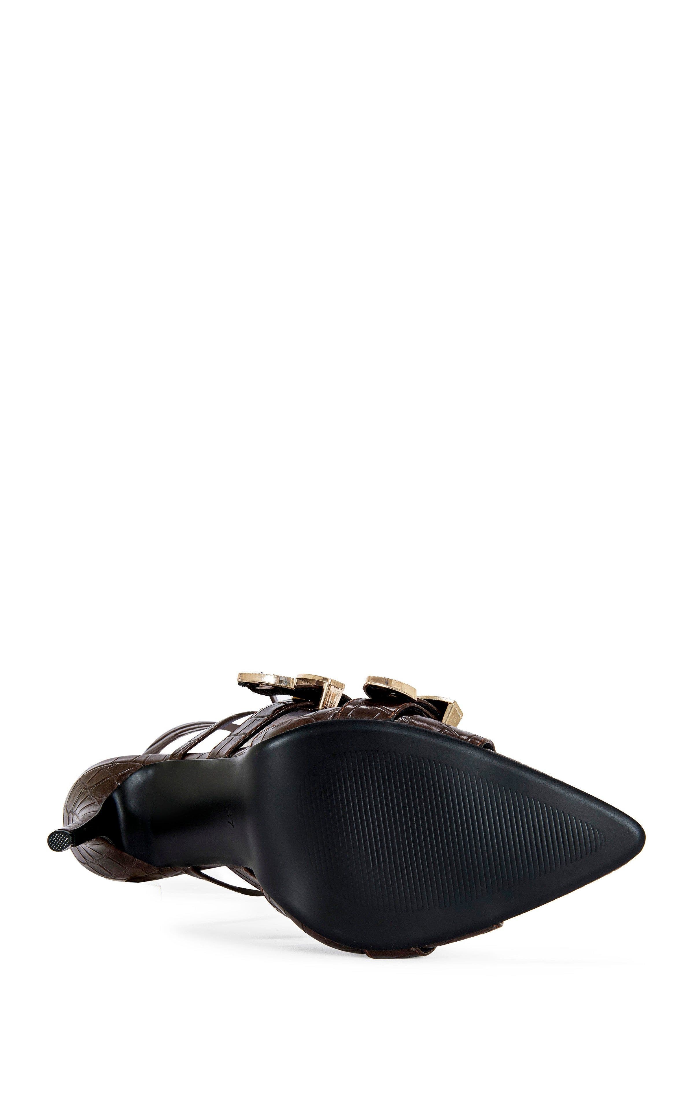 AZALEA WANG WESTBROOK-CHOCOLATE WESTERN WRAP-AROUND STILETTO SANDAL - CHOCOLATE / 6.5 / STILETTO, Alternate, color, Chocolate