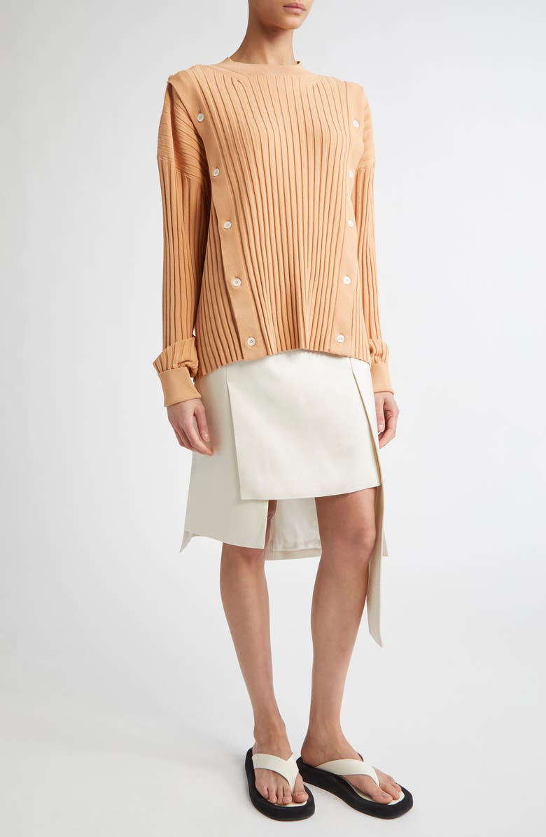 SETCHU Paneled Silk & Virgin Wool Asymmetric Skirt, Alternate, color, N. White