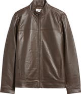 Nordstrom Stand Collar Leather Bomber Jacket