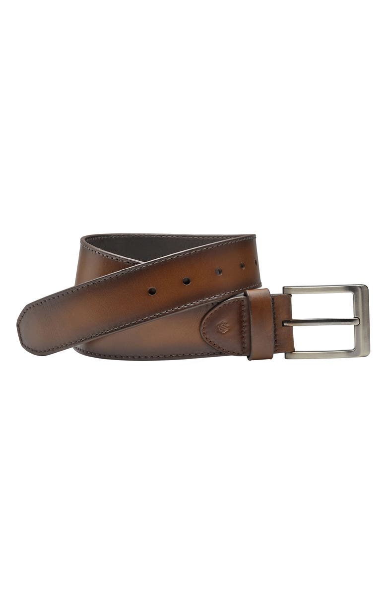 Johnston & Murphy Burnished Edge Leather Belt, Main, color, 