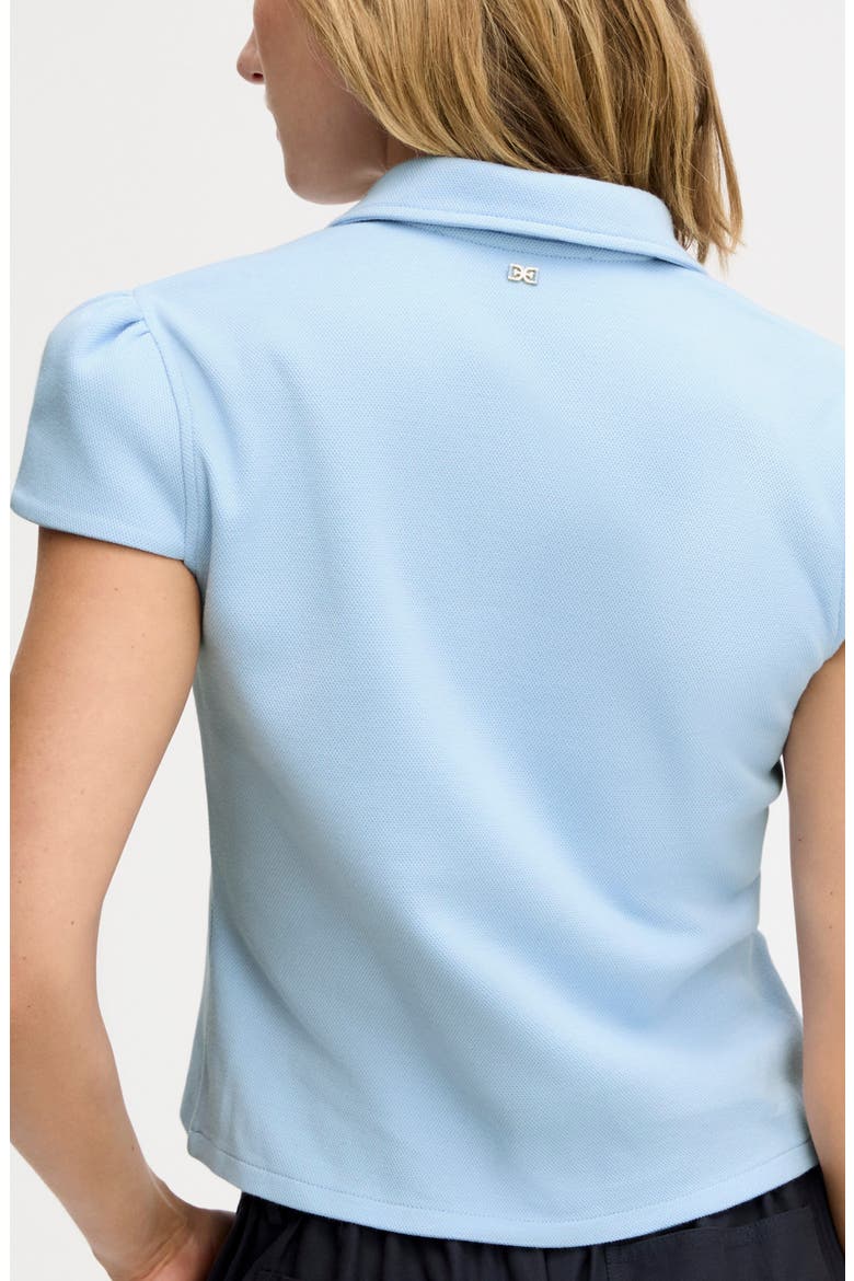 Puff Sleeve Crop Polo Top, Alternate, color, SOFT BLUE