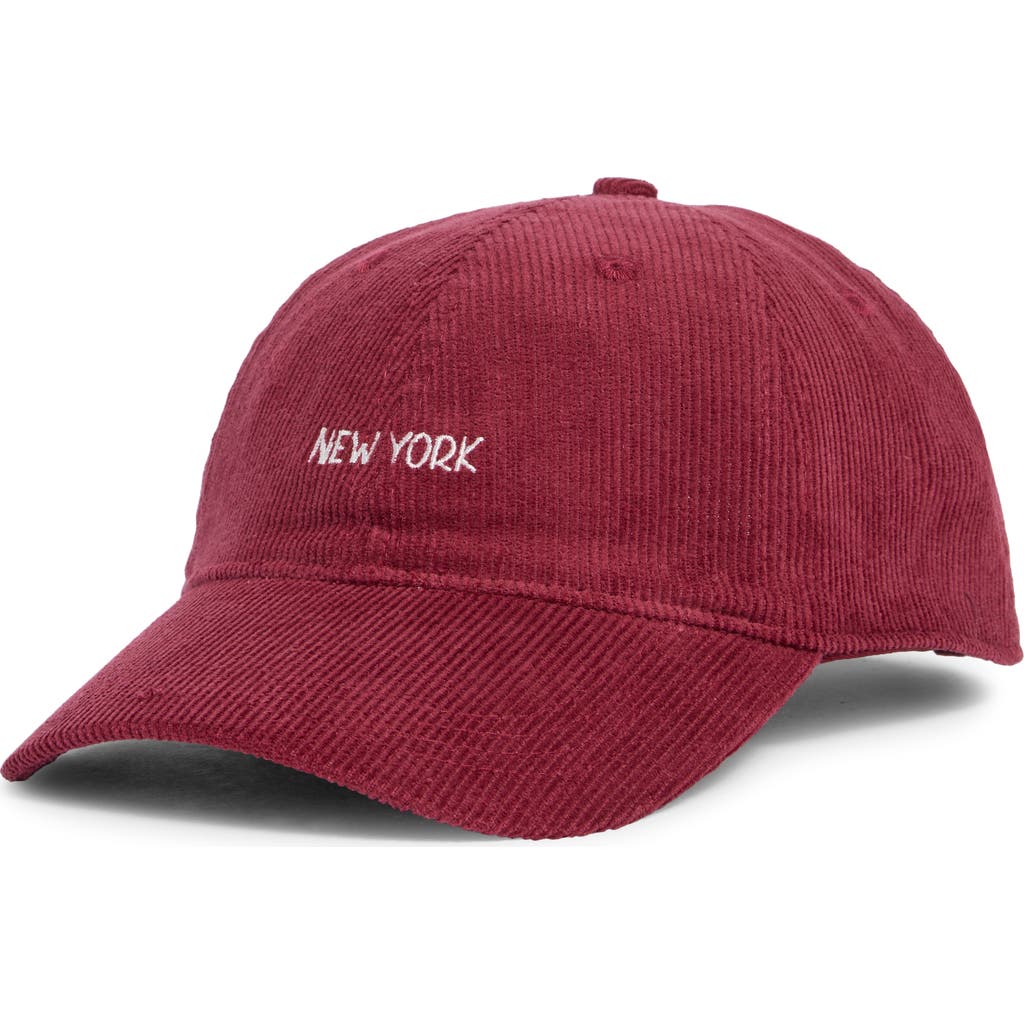 Frasier Sterling New York Cotton Corduroy Baseball Cap In Burgundy