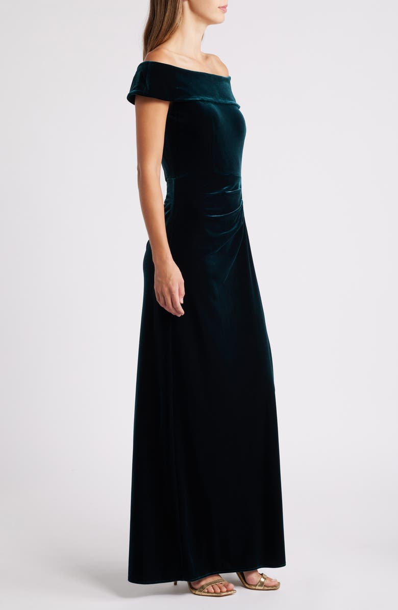 Alex Evenings Off the Shoulder Stretch Velvet Gown, Alternate, color, 