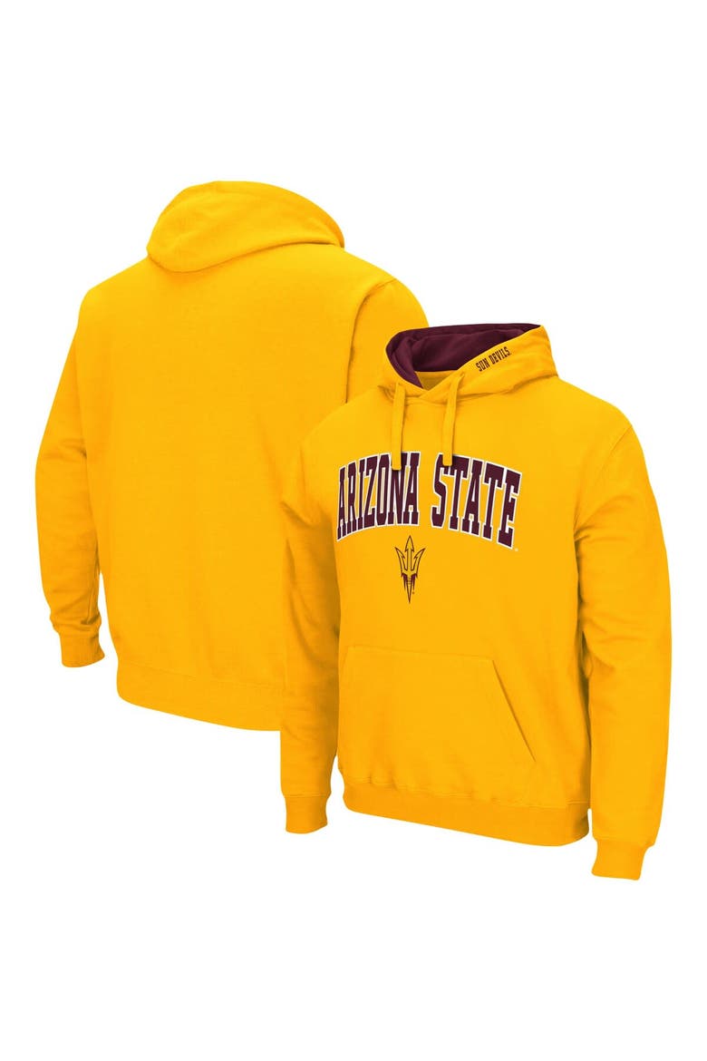 Men's Colosseum Gold Arizona State Sun Devils Arch & Logo 3.0 Pullover Hoodie, Main, color, Gold