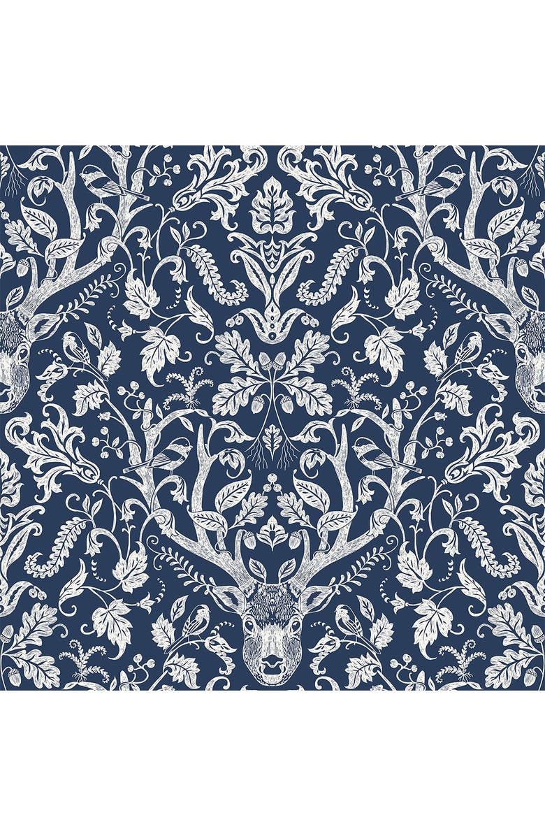 Wallpops Navy Escape to the Forest Peel & Stick Wallpaper, Main, color, Blue