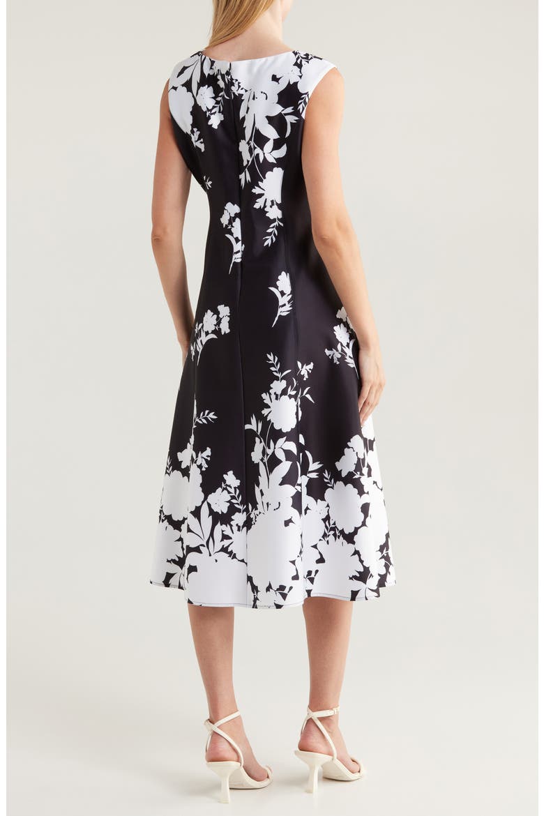 Floral Scuba Dress, Alternate, color, BLACK/ WHITE