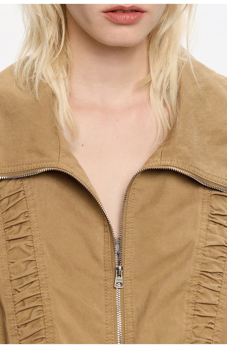 Bimba y Lola Oversize Washed Gathered Jacket, Alternate, color, Camel