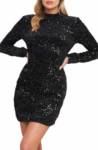 FLYING TOMATO Long Sleeve Sequin Minidress