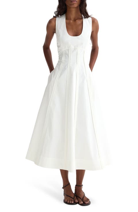 Sculptural Waist Poplin Maxi Dress