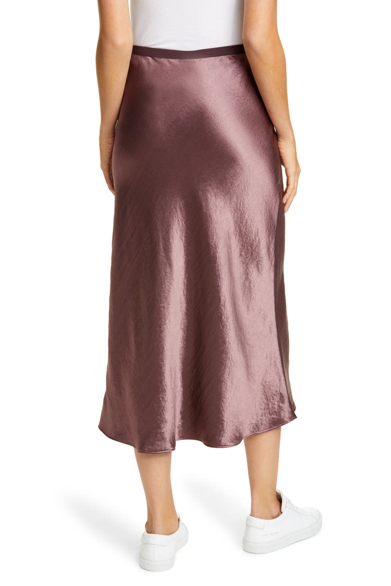 Alessio Bias Cut Satin Skirt, Alternate, color, FARD