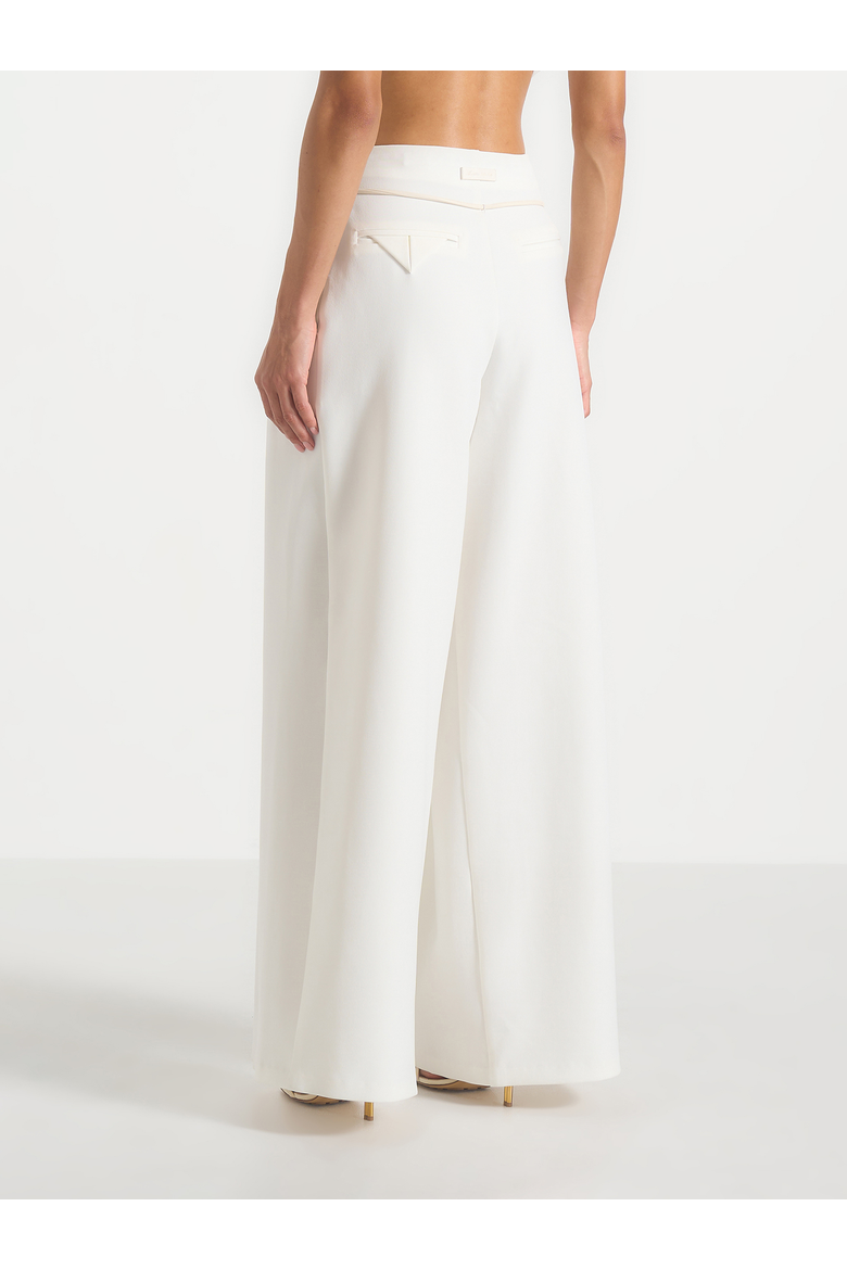 Flora Box Pleat Wide Leg Belted Trousers, Alternate, color, Cream
