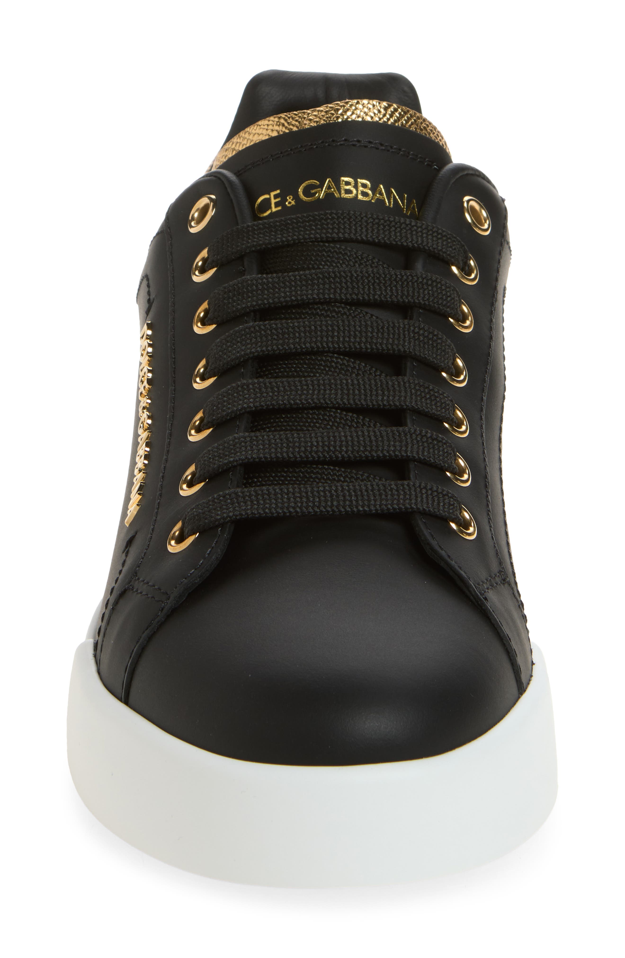 Portofino Low Profile Sneaker, Alternate, color, BLACK/ GOLD