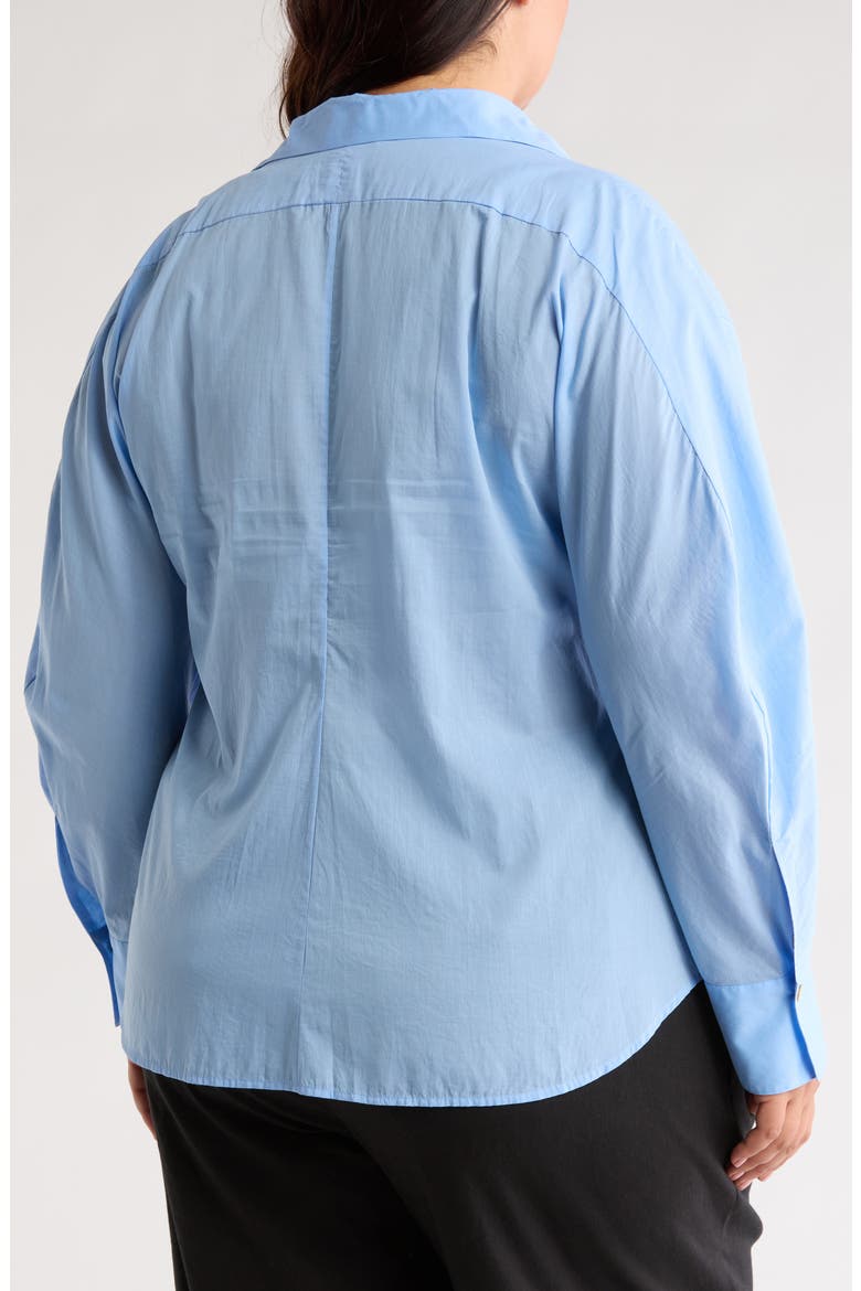 Sculpted Voile Button-Up Shirt, Alternate, color, CERULEAN