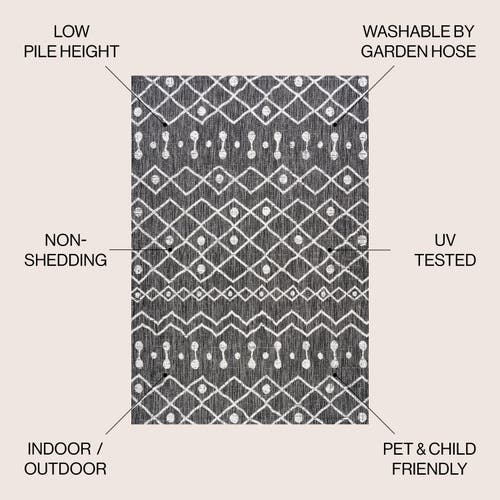 Jonathan Y Nokat  Bohemian Indoor/outdoor Area Rug In Black/ivory