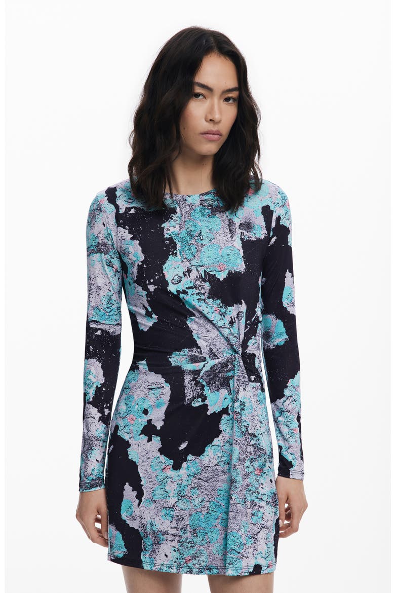 Lacroix Print Long Sleeve Twist Detail Minidress, Alternate, color, GREEN BLUE