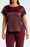 Anne Klein Lace Trim Satin Top