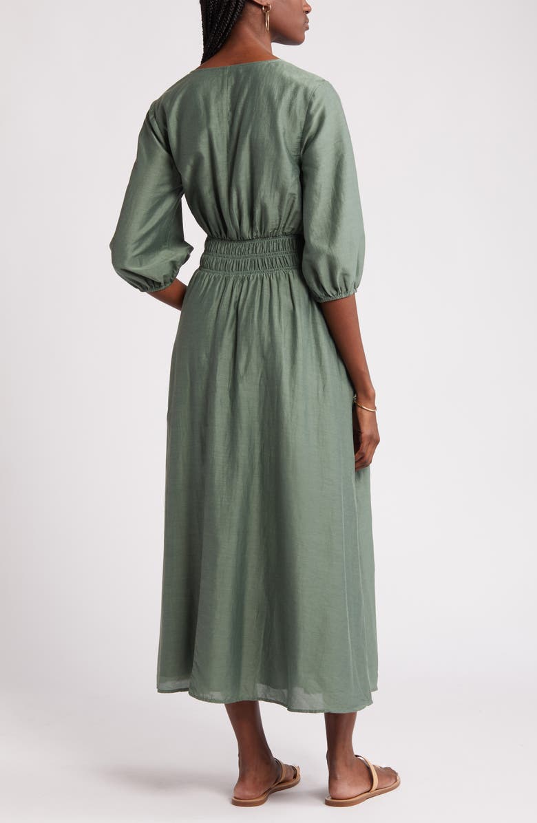 Nordstrom Smocked Waist Cotton & Silk Dress, Alternate, color, 