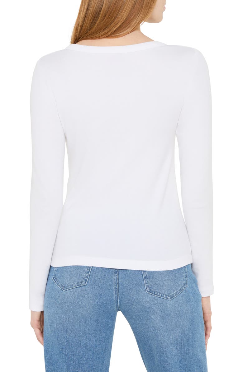 NIC+ZOE Perfect Rib Cotton Blend Long Sleeve Top, Alternate, color, Paper White
