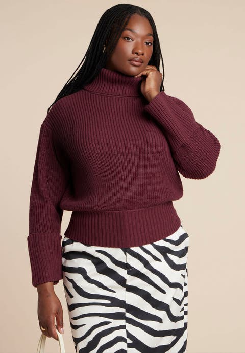 Cuffed Turtleneck Sweater (Plus Available)