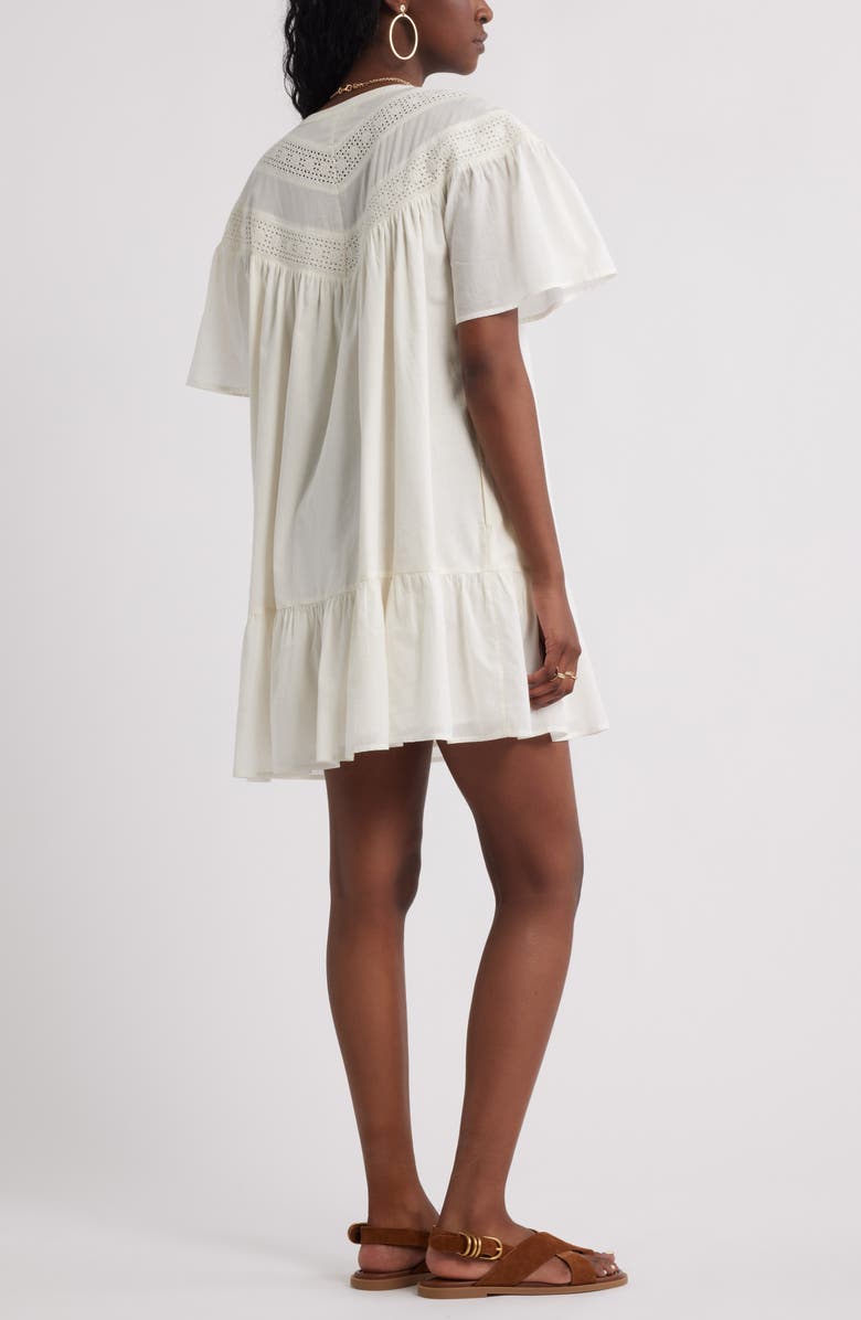 Treasure & Bond Lace Yoke Cotton Shift Dress, Alternate, color, Ivory Egret