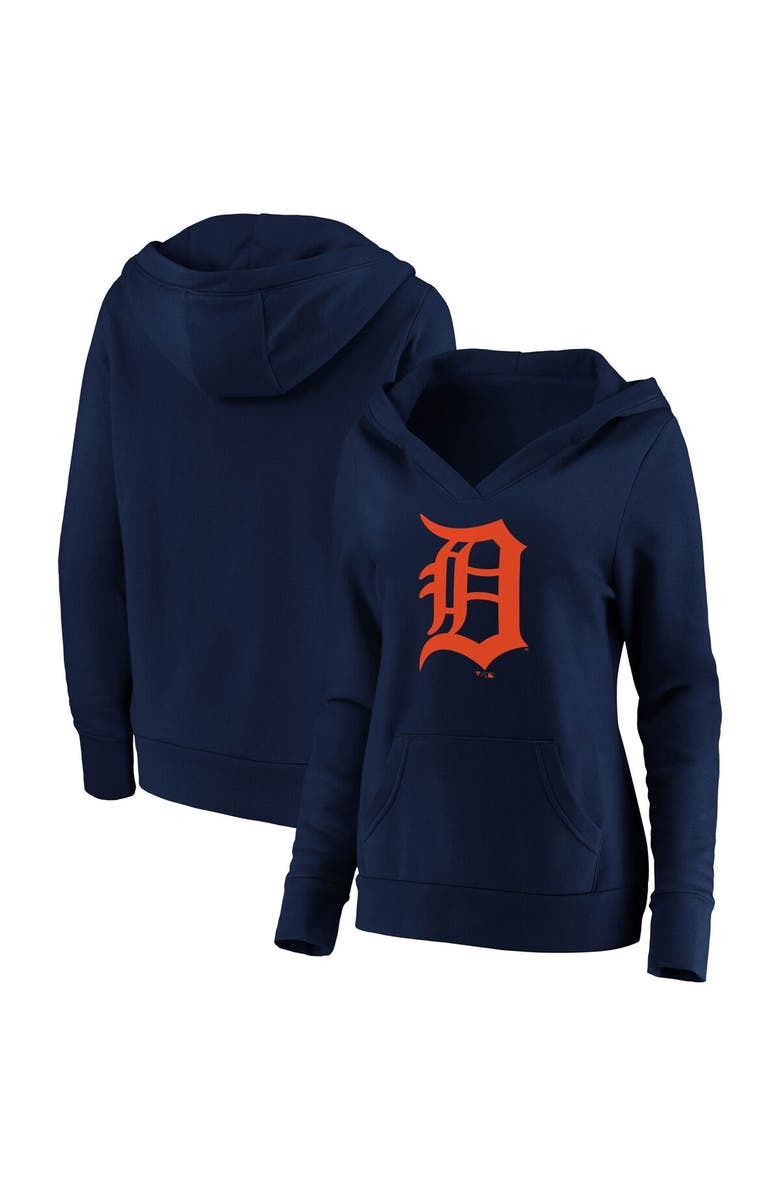 FANATICS Women's Fanatics Branded Navy Detroit Tigers Official Logo Crossover V-Neck Pullover Hoodie, Alternate, color, 
