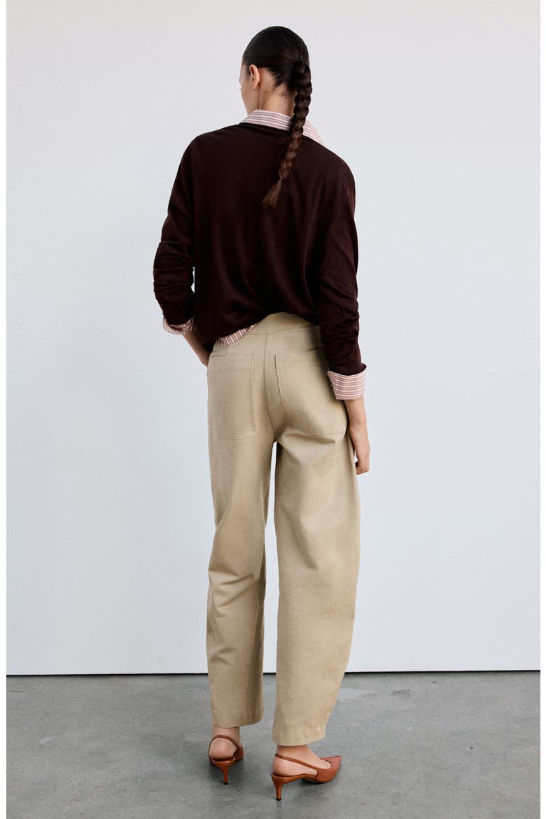 Pleated Barrel Leg Pants, Alternate, color, BROWN