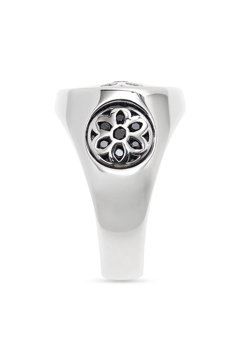 Men's Small Black Diamond Club Ring, Alternate, color, SILVER