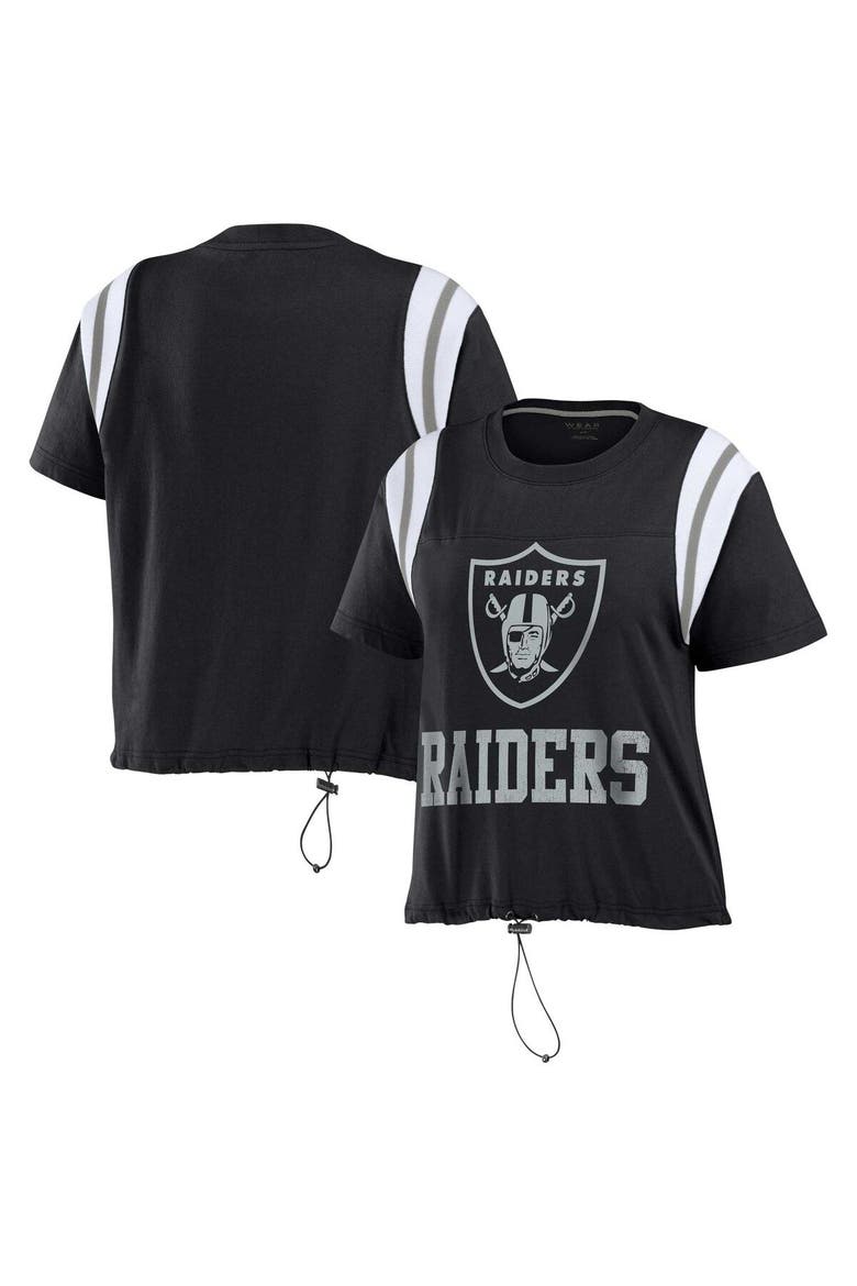 Women's WEAR by Erin Andrews Black Las Vegas Raiders Cinched Colorblock T-Shirt, Main, color, Black