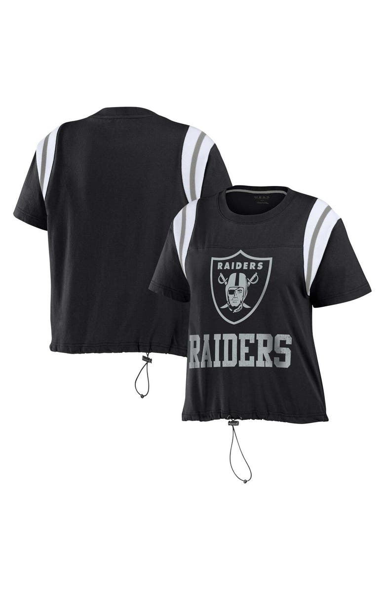 WEAR by Erin Andrews Women's WEAR by Erin Andrews Black Las Vegas Raiders Cinched Colorblock T-Shirt, Main, color, Black
