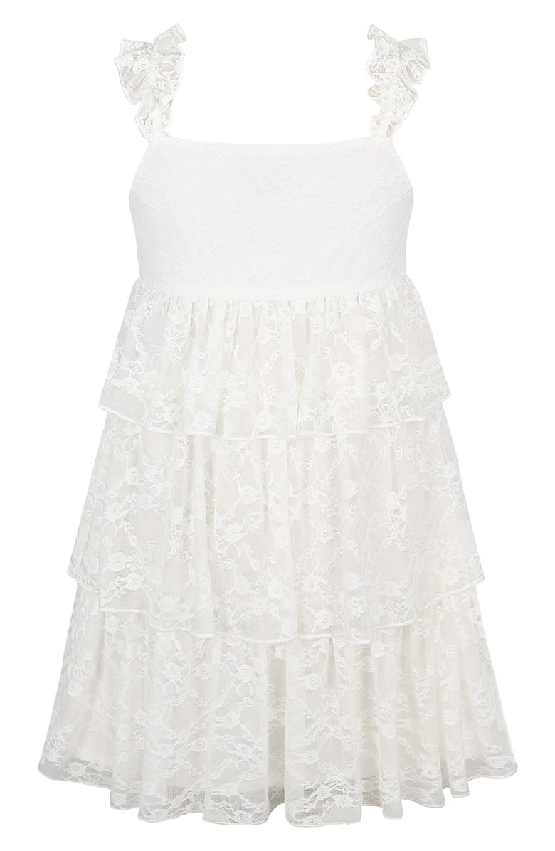 Zunie Kids' Tiered Lace Dress, Alternate, color, Ivory
