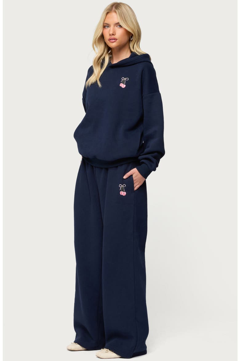 I Don't Chase I Attract Bow Wide Leg Sweatpants, Alternate, color, NAVY