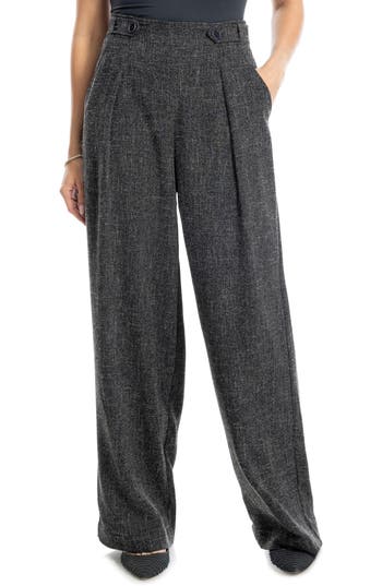 Max Studio Soft Pleat Front Trousers In Black Melange